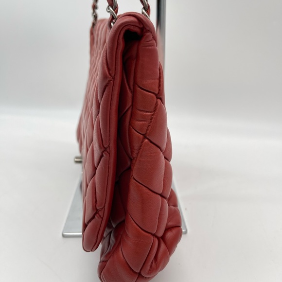 CHANEL Red Orange Leather Classic Flap Shoulder Bag - Picture 5 of 16